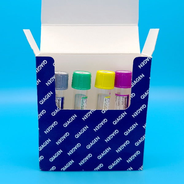 Quantiferon box containing 4 blood tubes